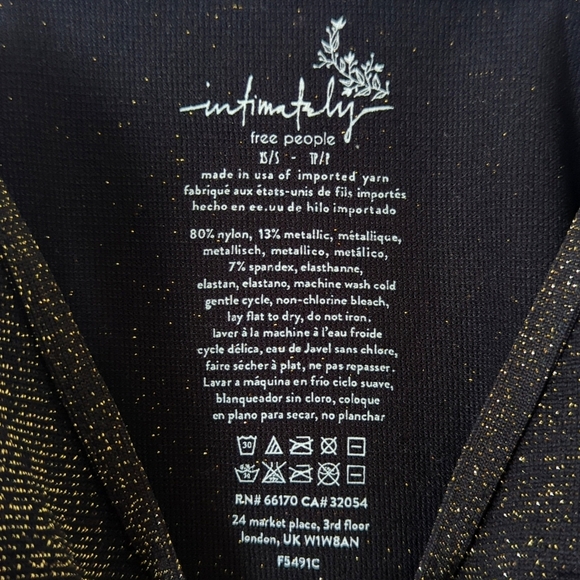 Intimately Free People Lurex Knit Skinny Strap Seamless Brami Top Black Gold XS - Picture 4 of 9